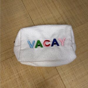 NEW - KIRKLAND White terry VACAY Cosmetic Bag